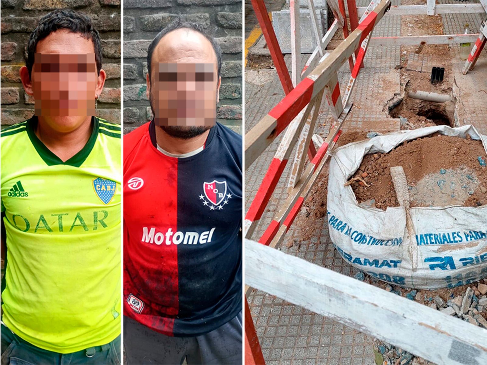 Se disfrazaron de operarios de Edesur, estuvieron un día entero rompiendo una vereda para robar cables y los descubrió una cuadrilla que pasaba por la zona