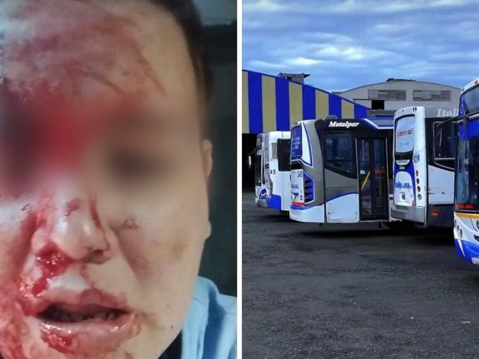 un pasajero le partió una botella en la cabeza