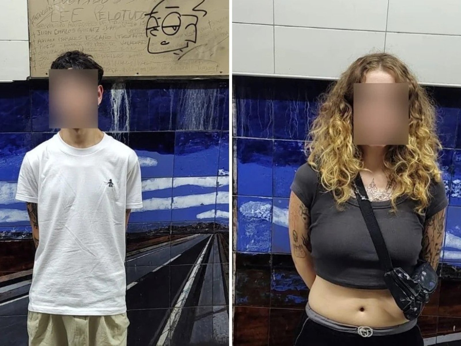 Así detuvieron a una joven pareja de grafiteros por vandalizar la estación Callao de la línea B