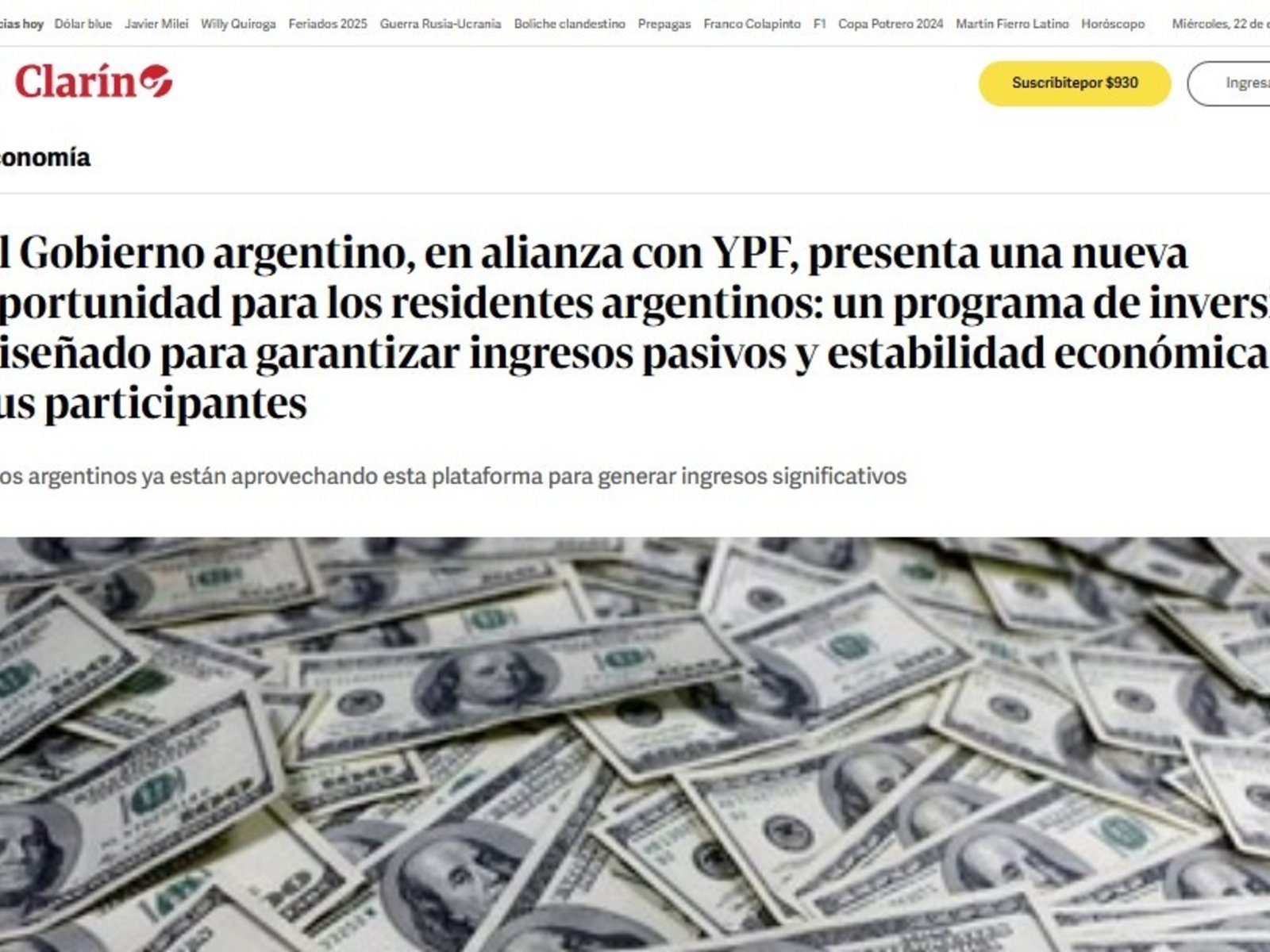 Clarín advierte sobre un intento de estafa usando una nota falsa del diario