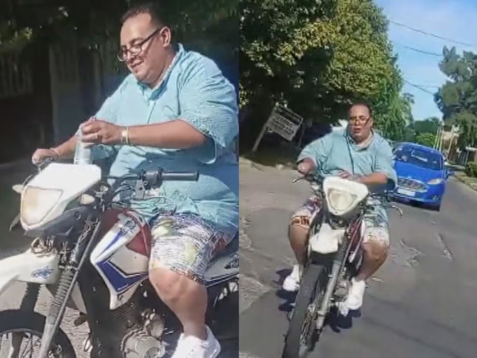 Escracharon a un inspector de tránsito manejando una moto sin patente, sin casco y con una lata en la mano