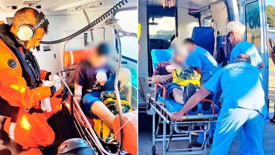 Emergencia en alta mar. rescatan a un operario que se accidentó