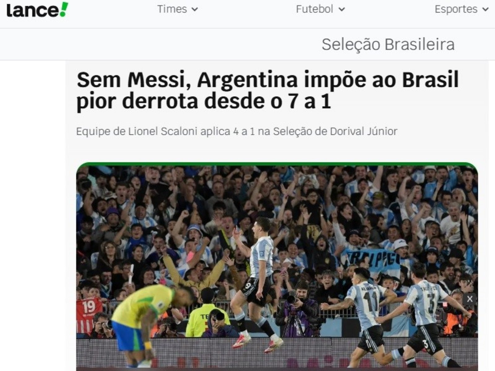 la prensa de Brasil fue lapidaria tras la paliza histórica de la Scaloneta