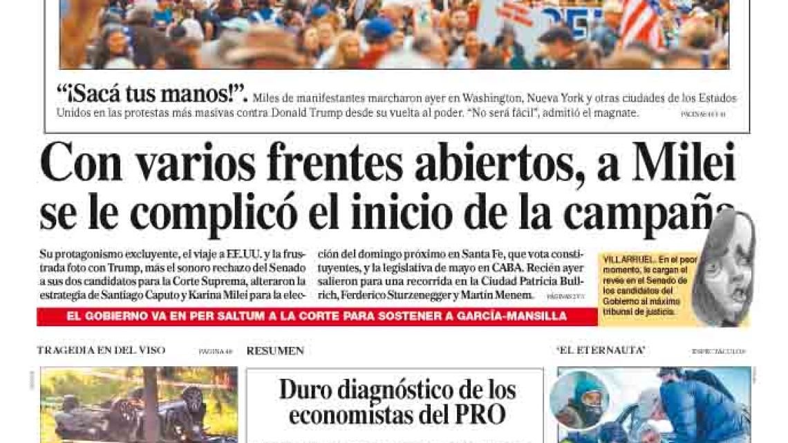 La tapa del Diario PERFIL de este domingo 6 de abril de 2025