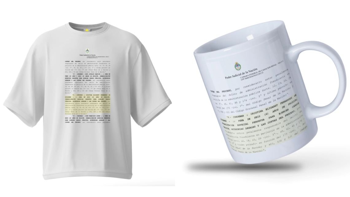 Seguidores de Milei venden tazas y remeras con la condena a Cristina Kirchner