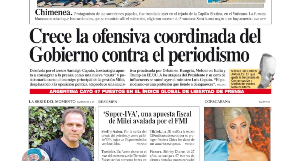 La tapa del Diario PERFIL del sábado 3 de mayo de 2025