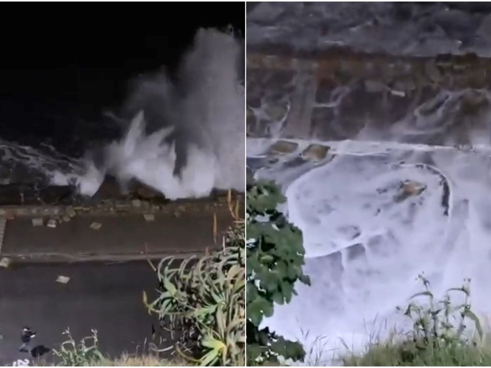 olas de más de dos metros, destrozos en la costa y el agua hasta la calle