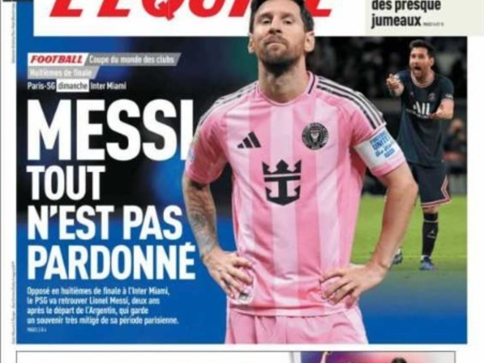 L’Equipe y una tapa desafiante antes del duelo entre Inter Miami y PSG