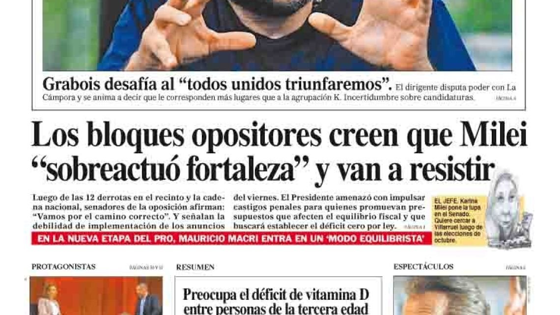 La tapa del Diario PERFIL del domingo 10 de agosto de 2025.