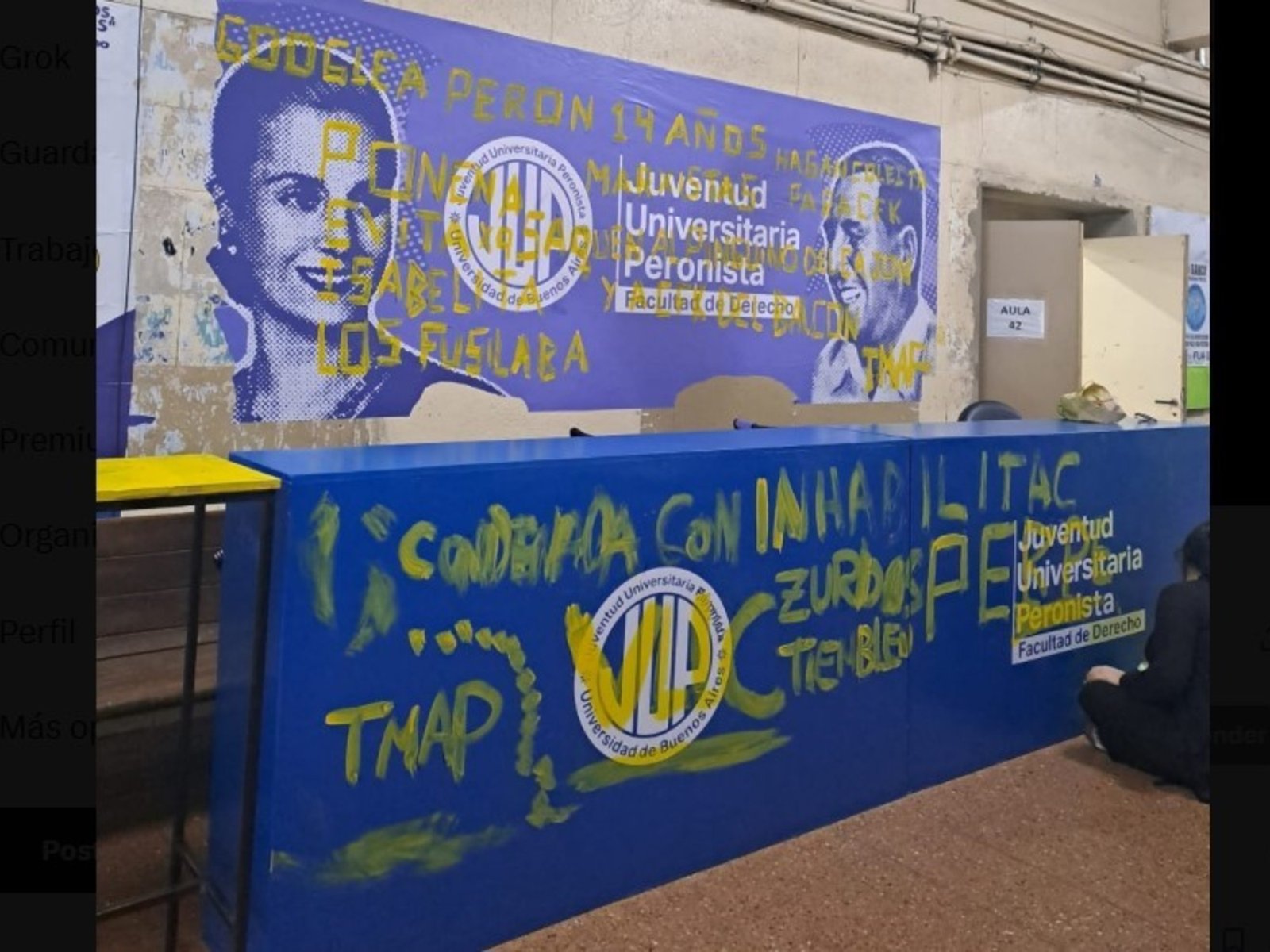 estudiantes peronistas y libertarios a las piñas por una pintada