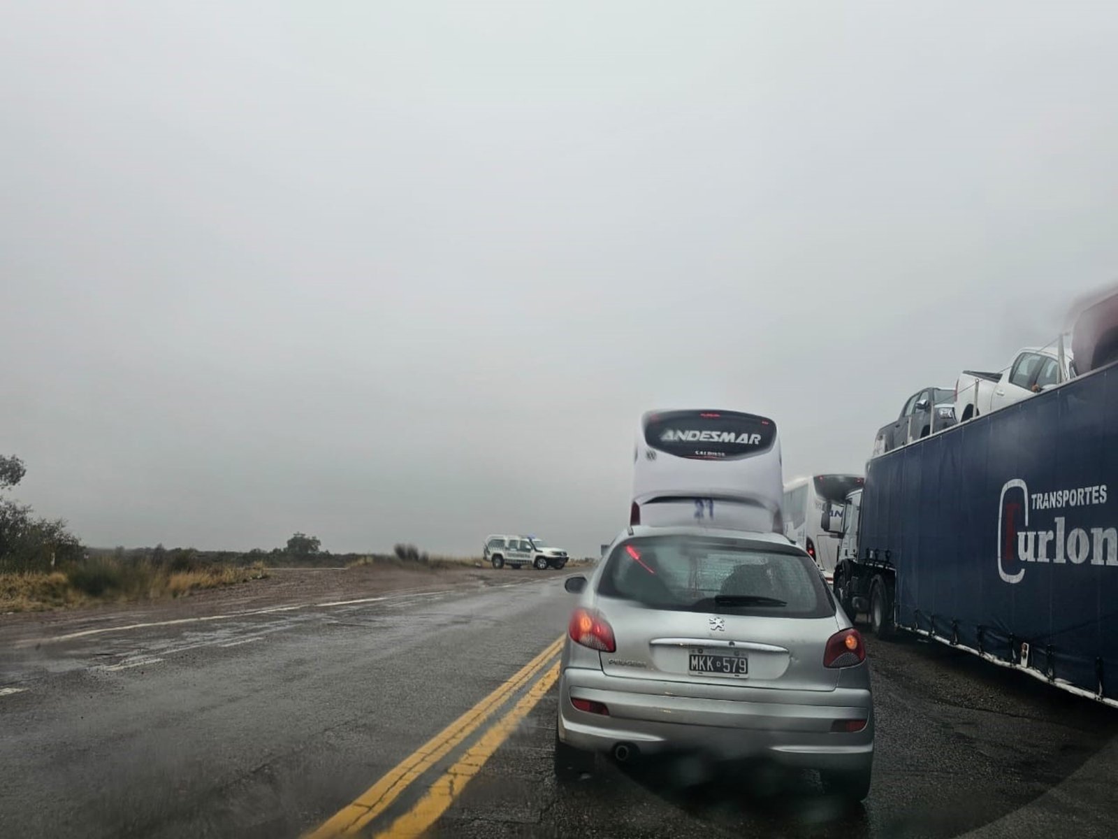 hay corte total en la ruta 7 por lluvias y nieve