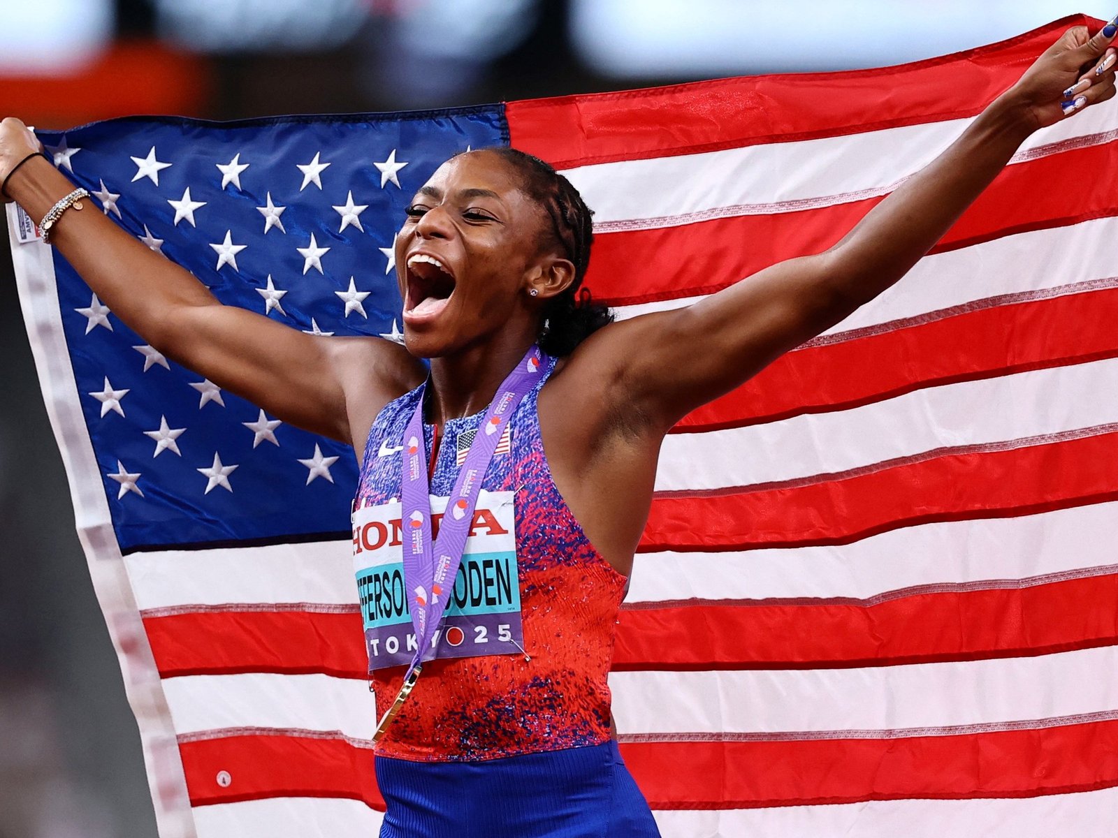 Melissa Jefferson-Wooden voló sobre la pista del Estadio Olímpico y es la nueva reina de la velocidad