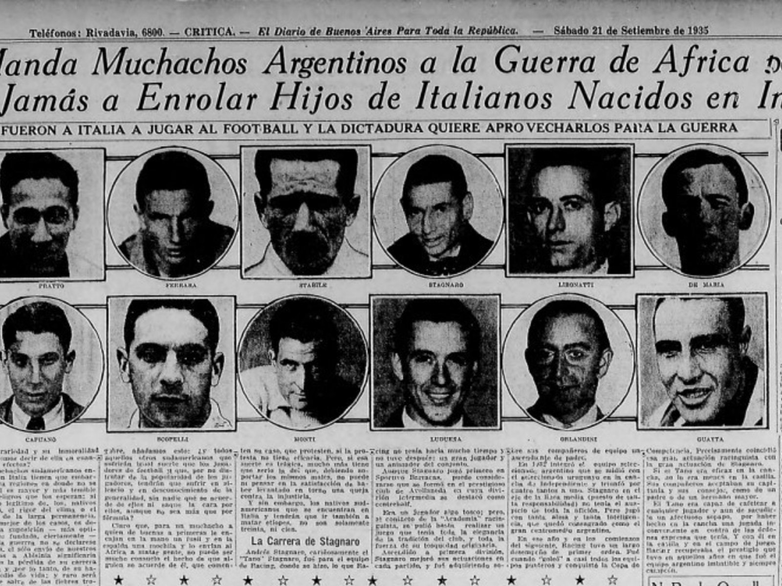 cómo fue la huida de película de tres cracks argentinos de la Italia de Benito Mussolini