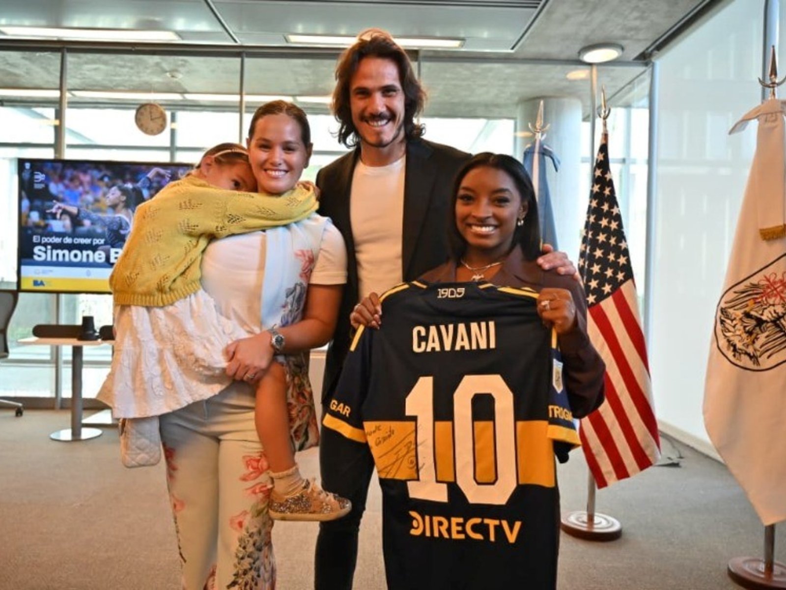 foto familiar y un regalo especial para la estrella olímpica