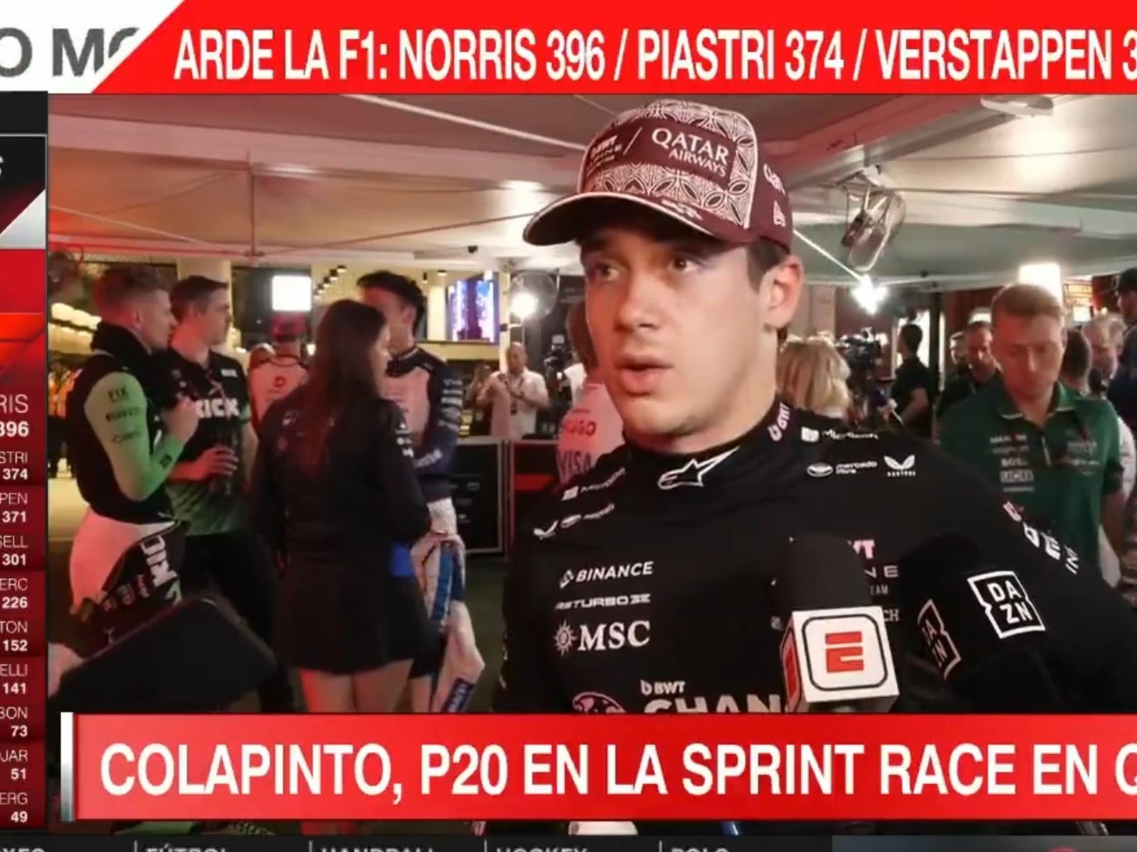 Franco Colapinto mostró toda su frustración con el Alpine tras quedar último en la sprint de Qatar: “El auto no va”