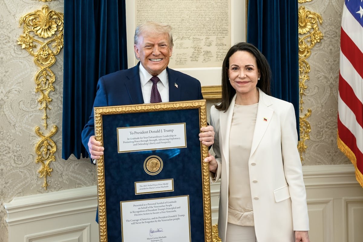 El día que María Corina Machado regaló su medalla del Nobel de la Paz a Trump