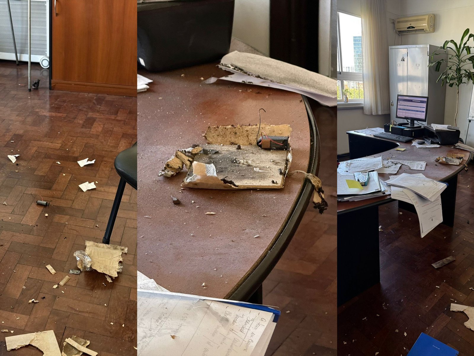 Las fotos del paquete bomba que estalló en la Escuela Superior de Gendarmería