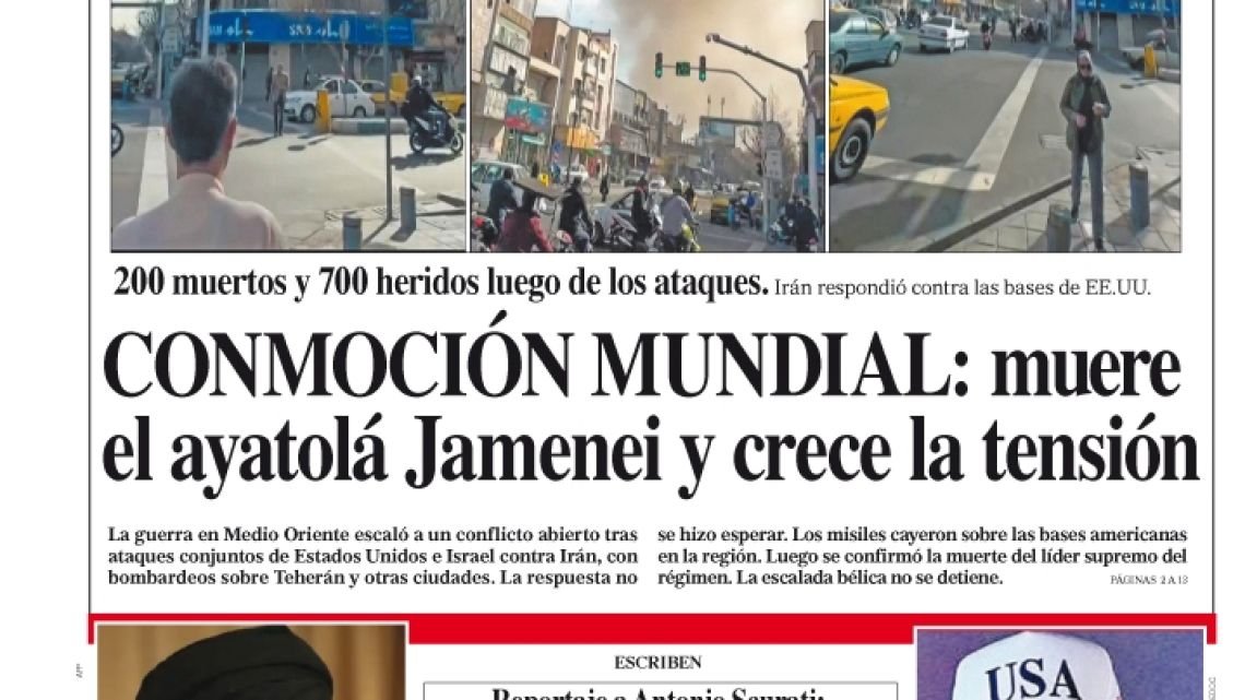 La tapa del Diario PERFIL del domingo 1° de marzo de 2026
