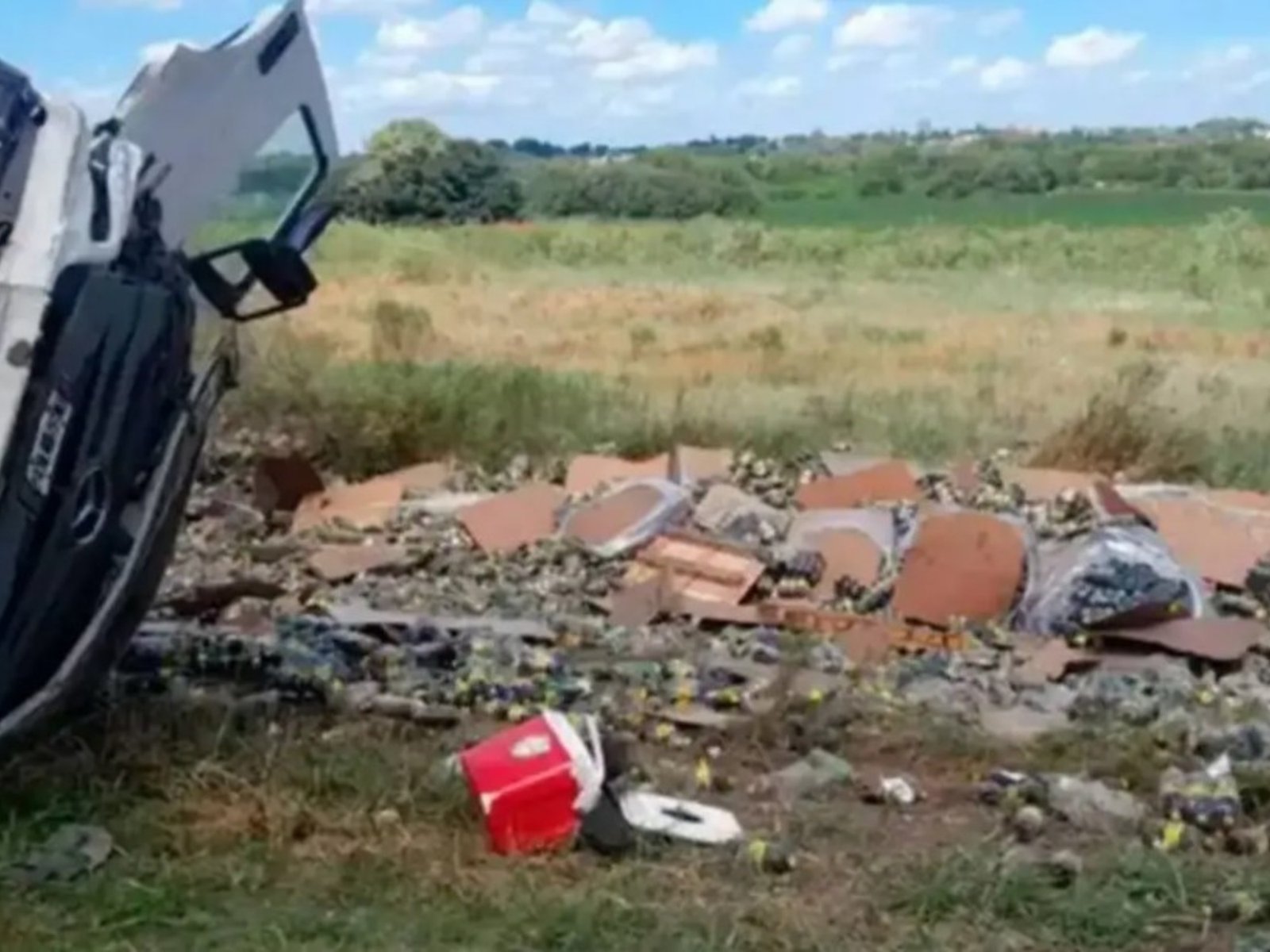 Volcó un camión cargado de fernet en Entre Ríos y los vecinos se llevaron las botellas