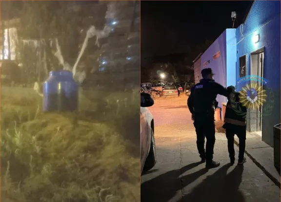 Sorprendieron a un ladrón mientras robaba tanques de agua de un corralón