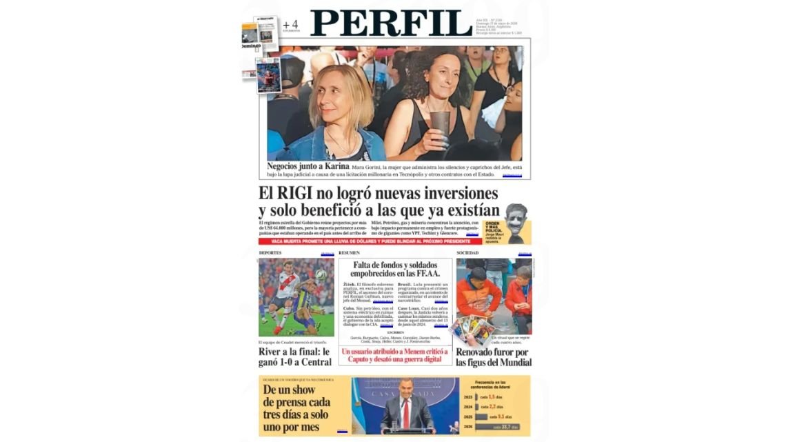 La tapa de Diario PERFIL del domingo 17 de mayo de 2026
