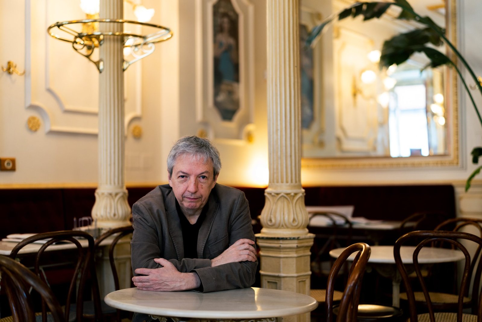 David Toscana, winner of the Alfaguara prize for novels, at the Manuela café in Madrid on April 8.