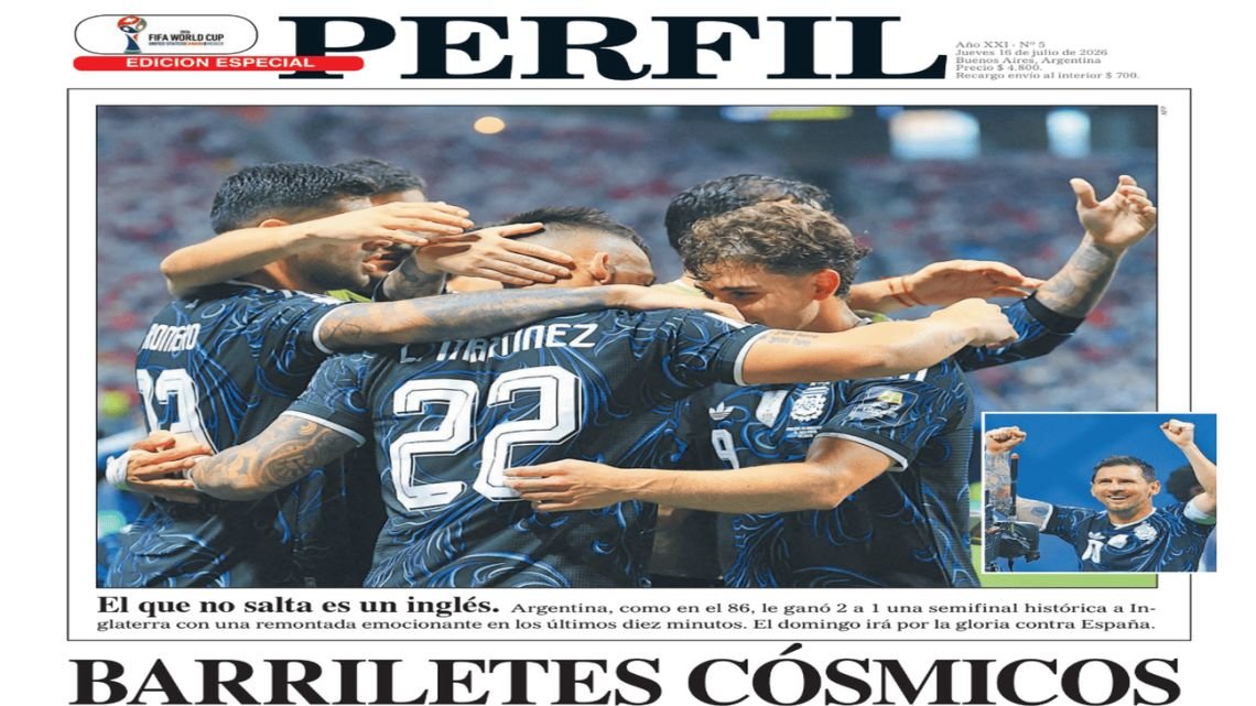 Argentina venció a Inglaterra y jugará la final del Mundial contra España: descargá gratis la edición histórica de PERFIL