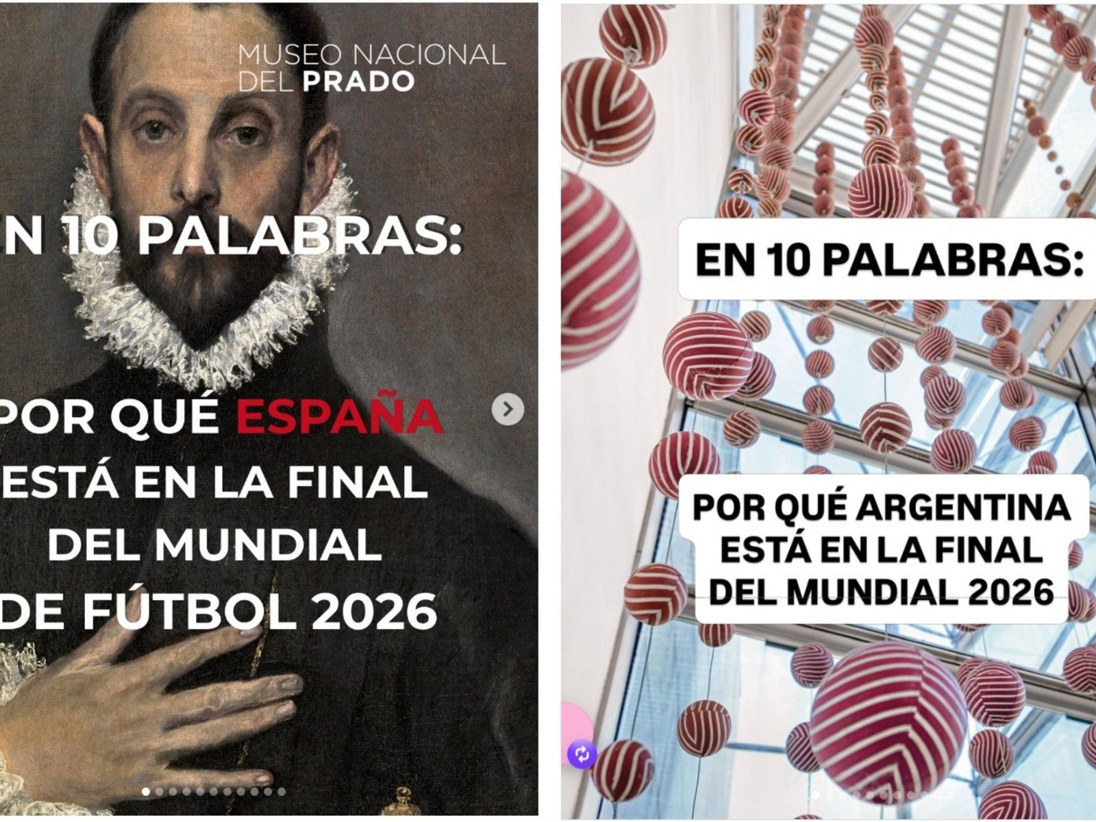 Batalla de posteos mundialistas entre el Museo del Prado de Madrid y el Malba de Buenos Aires