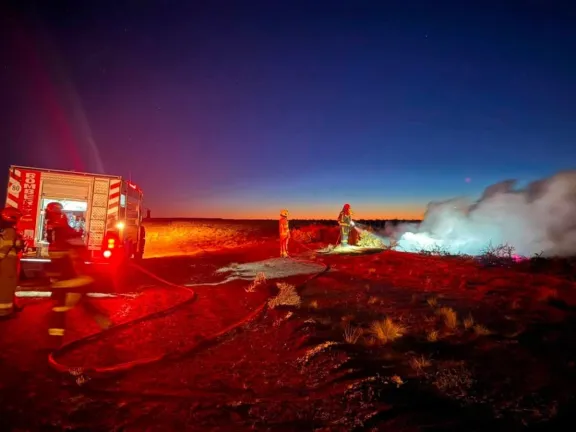 Bomberos extinguieron un incendio de pastizales en la Ruta 1