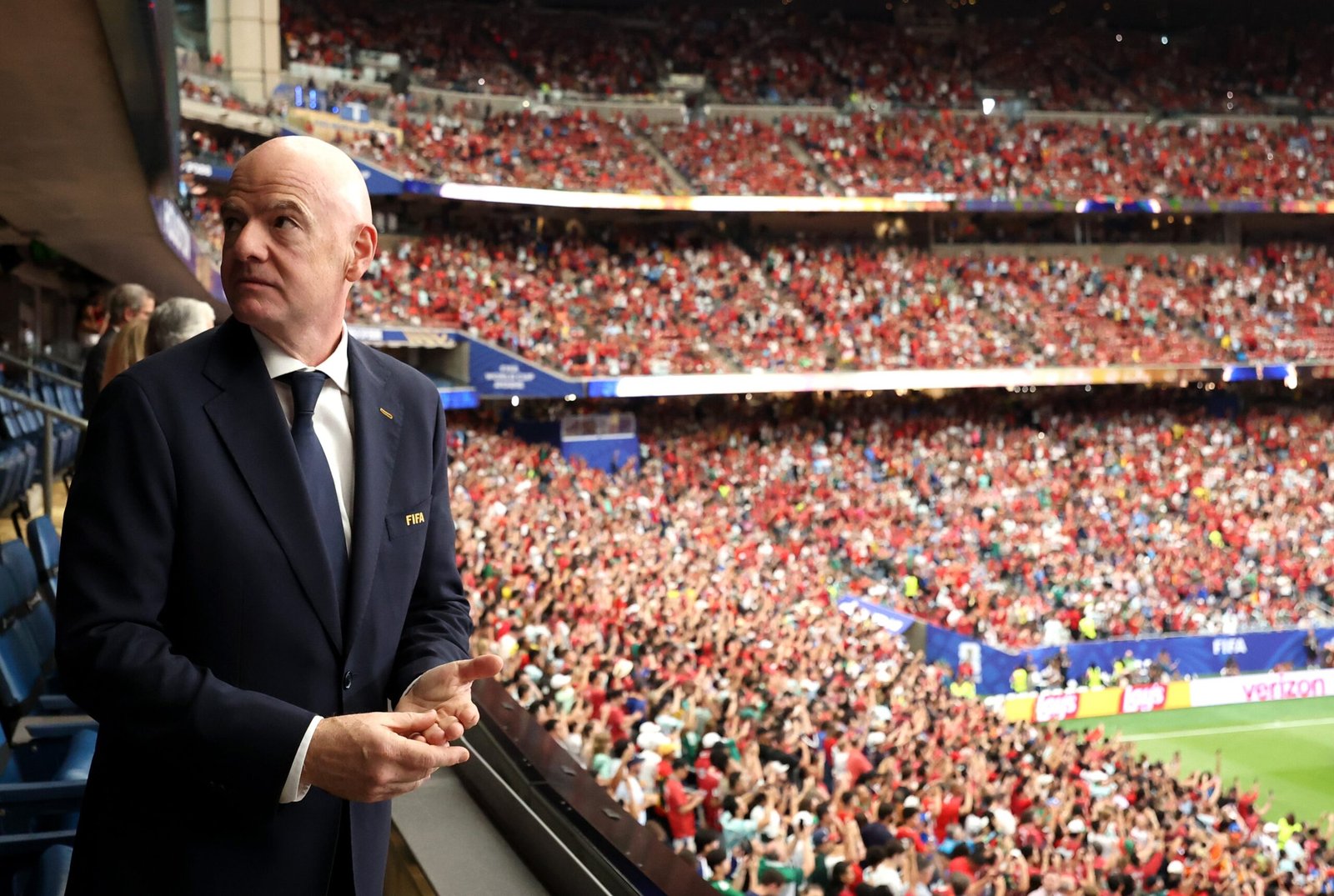 Gianni Infantino, en el partido del Mundial que enfrentó a Portugal con la República Democrática del Congo.