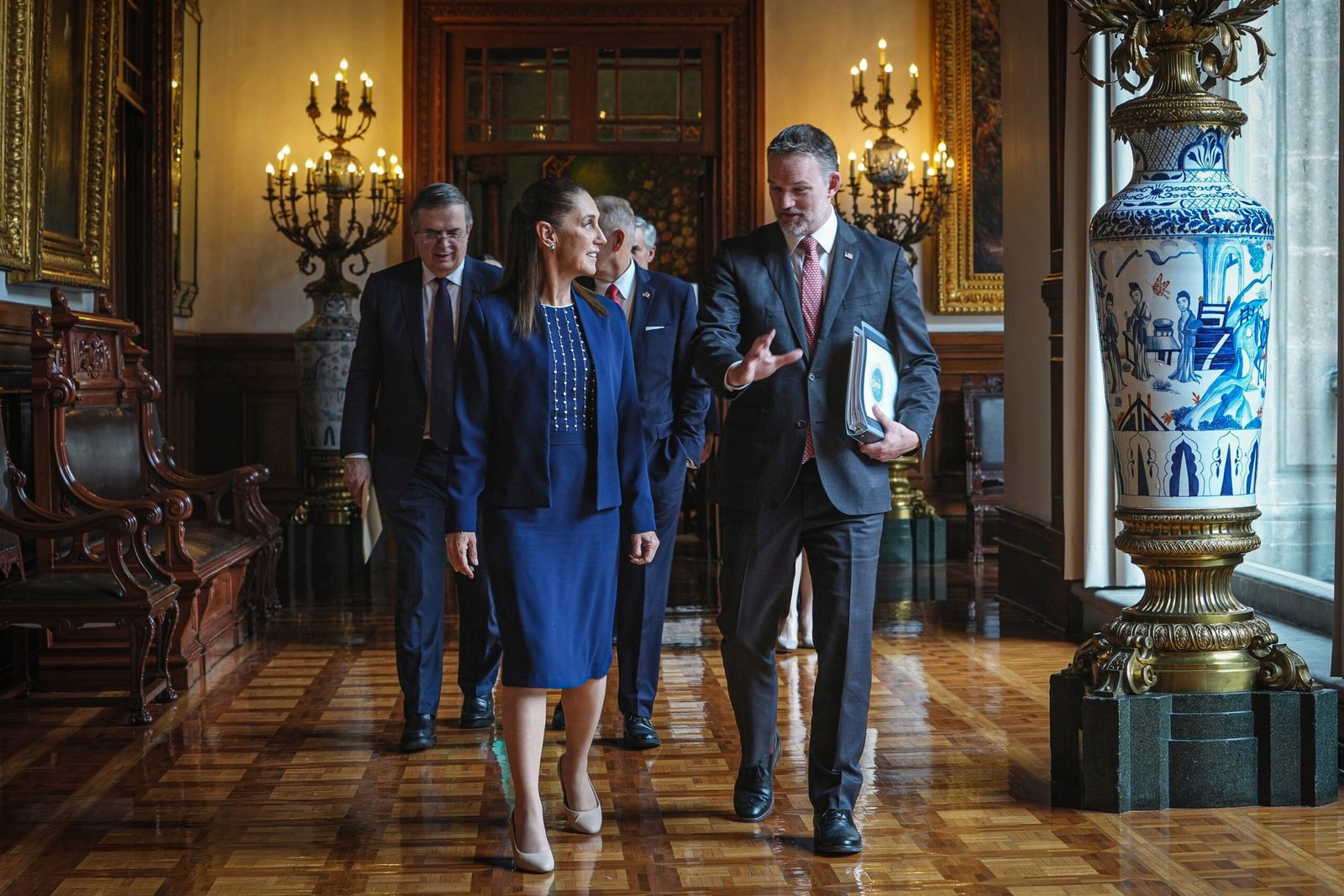 Reunión de Claudia Sheinbaum y Jamieson Greer en Palacio Nacional, este jueves.