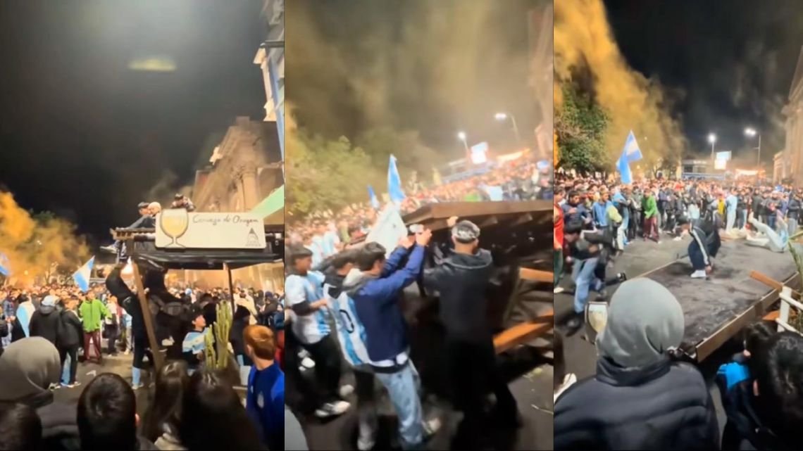 Mundial: festejando el triunfo, entrerrianos se subieron al techo de un bar "y se fueron al descenso"