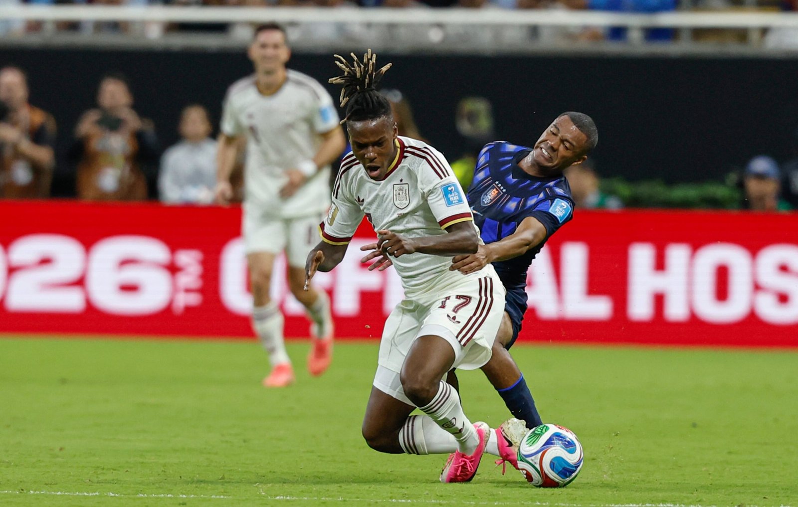 Partido entre España y Uruguay en el estadio Akron, el 26 de junio.