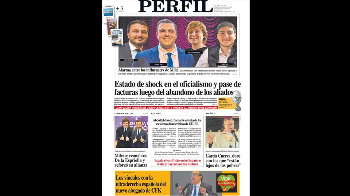 La tapa del Diario PERFIL del sábado 8 de agosto de 2026