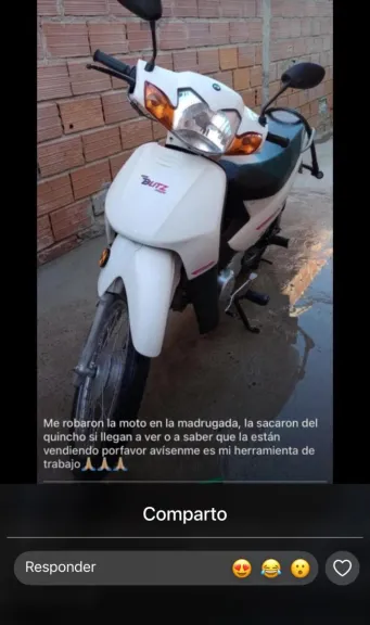 Le robaron la moto a una mujer mientras dormía