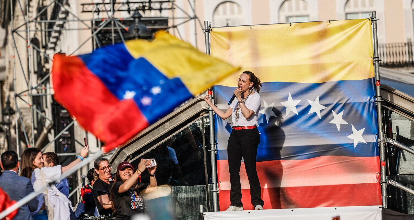 María Corina Machado en Madrid (España), el 8 de abril.