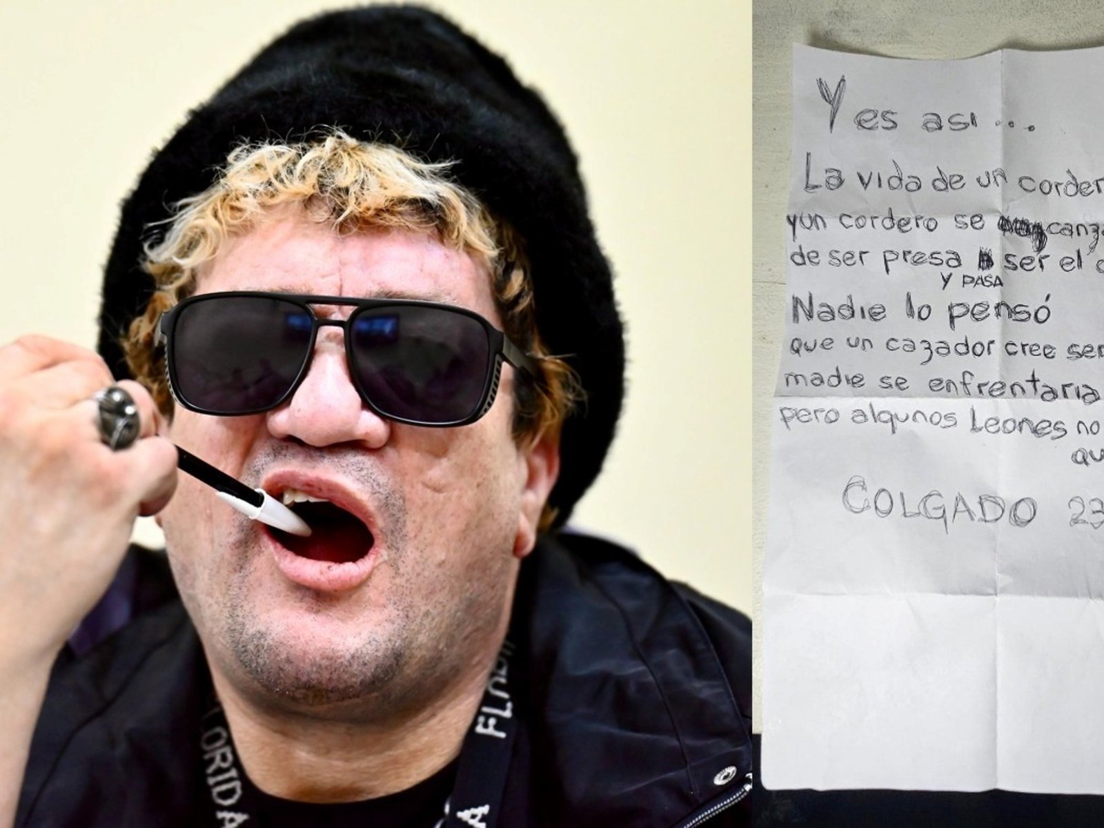 el texto que escribió “Pity” Álvarez en un papel durante el juicio en su contra