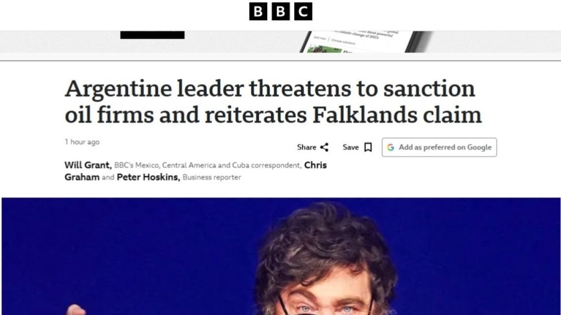 Qué dijo la prensa británica sobre el discurso de Milei sobre Malvinas