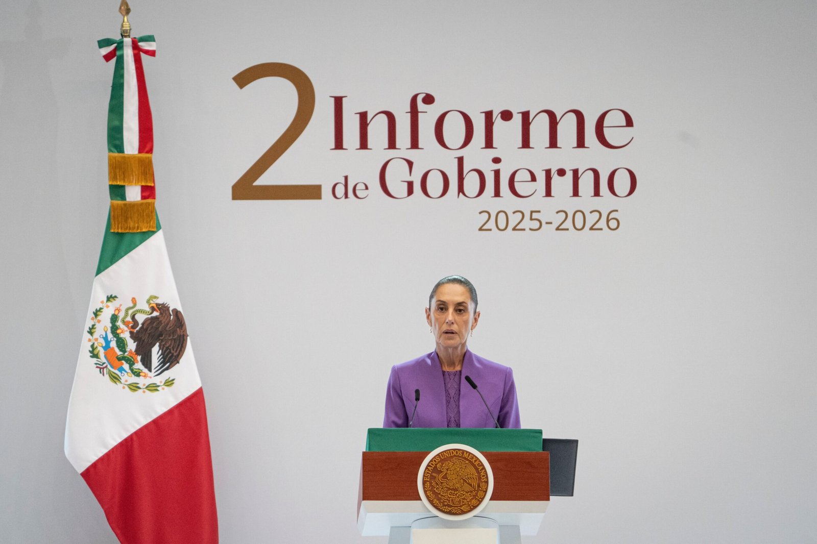 Claudia Sheinbaum en Palacio Nacional, este martes.