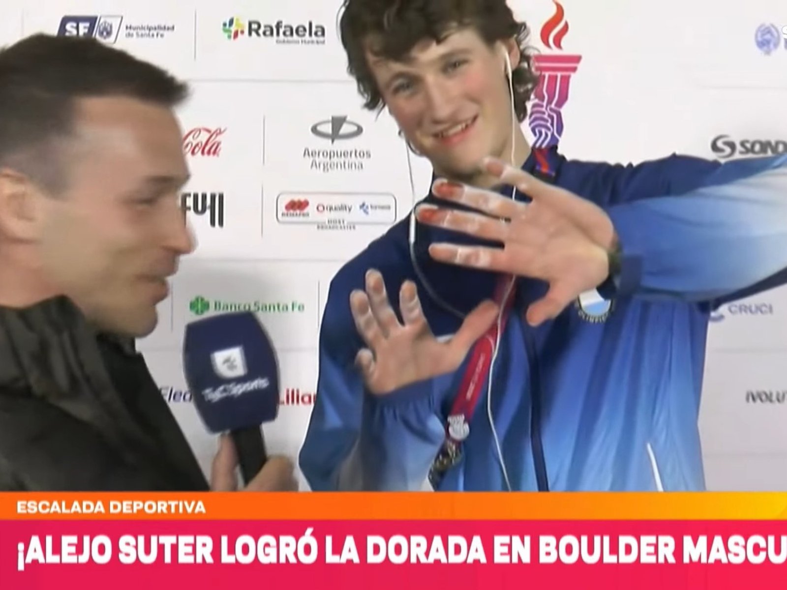 Terminó con los dedos ensangrentados y le dio la medalla dorada a la Argentina en escalada en los Juegos Suramericanos: "Di todo"