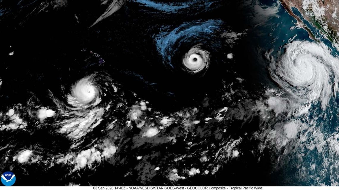 Tres ciclones avanzan en simultáneo sobre el océano Pacífico impulsados por el fenómeno El Niño