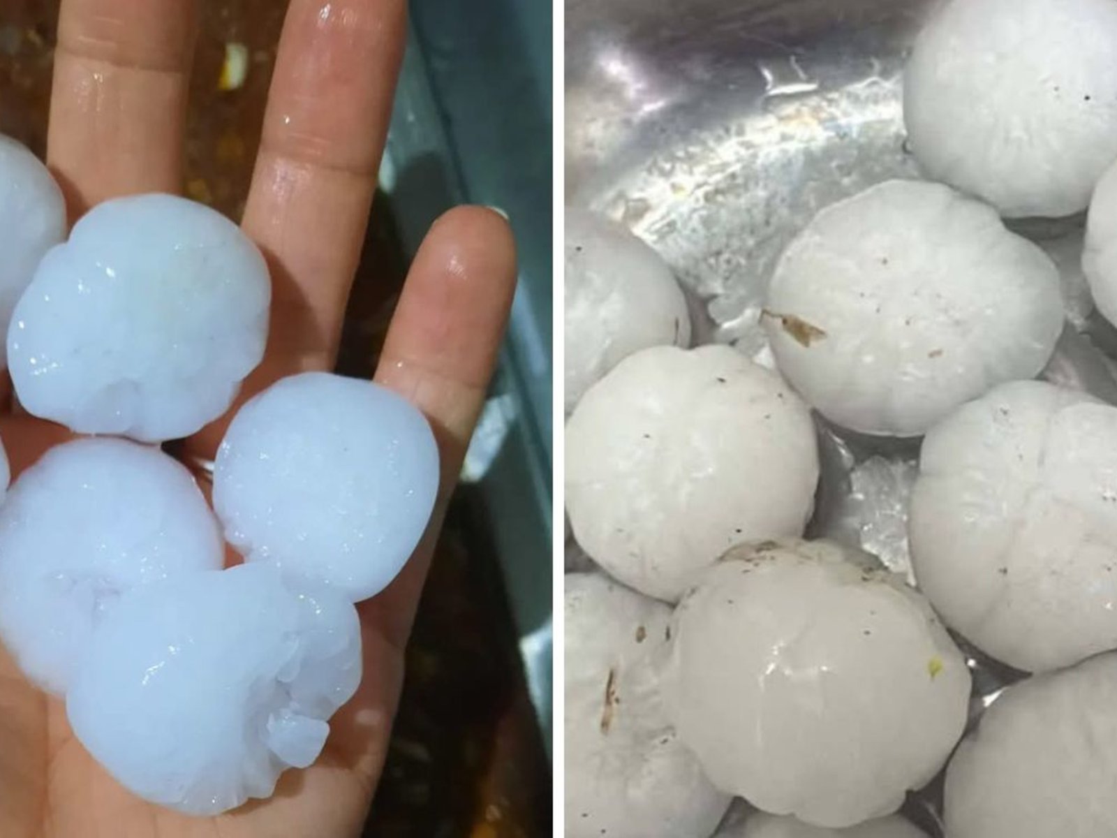 en la ciudad de Navarro cayó granizo del tamaño de pelotas de golf