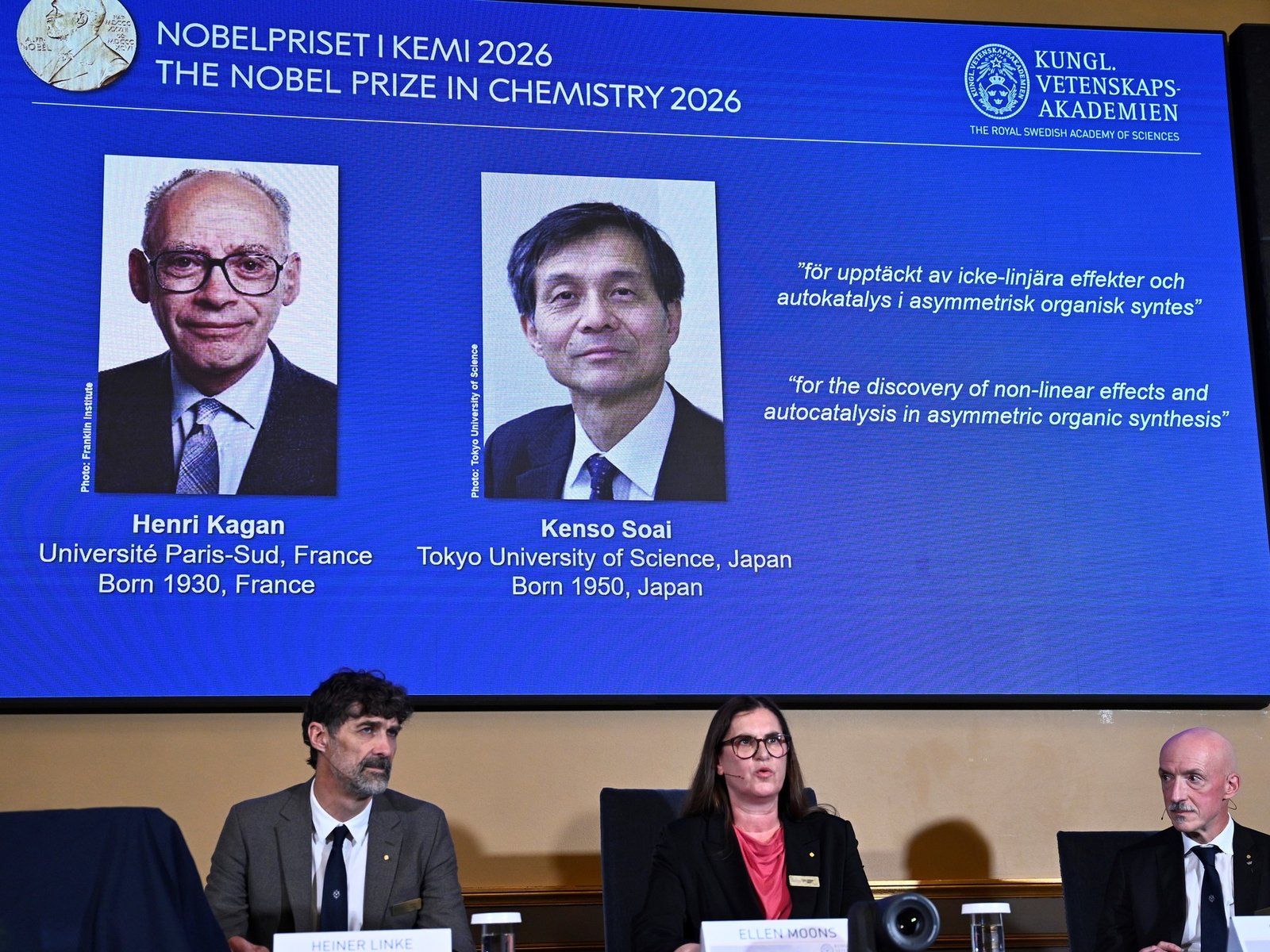 El francés Henri B. Kagan y el japonés Kenso Soai ganaron el Nobel de Química por el desarrollo de reacciones clave en el diseño de fármacos