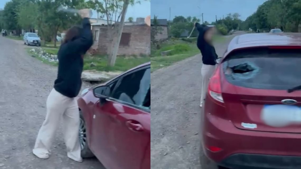 Chaco: una joven destrozó el auto de su expareja con un palo y denunció violencia de género