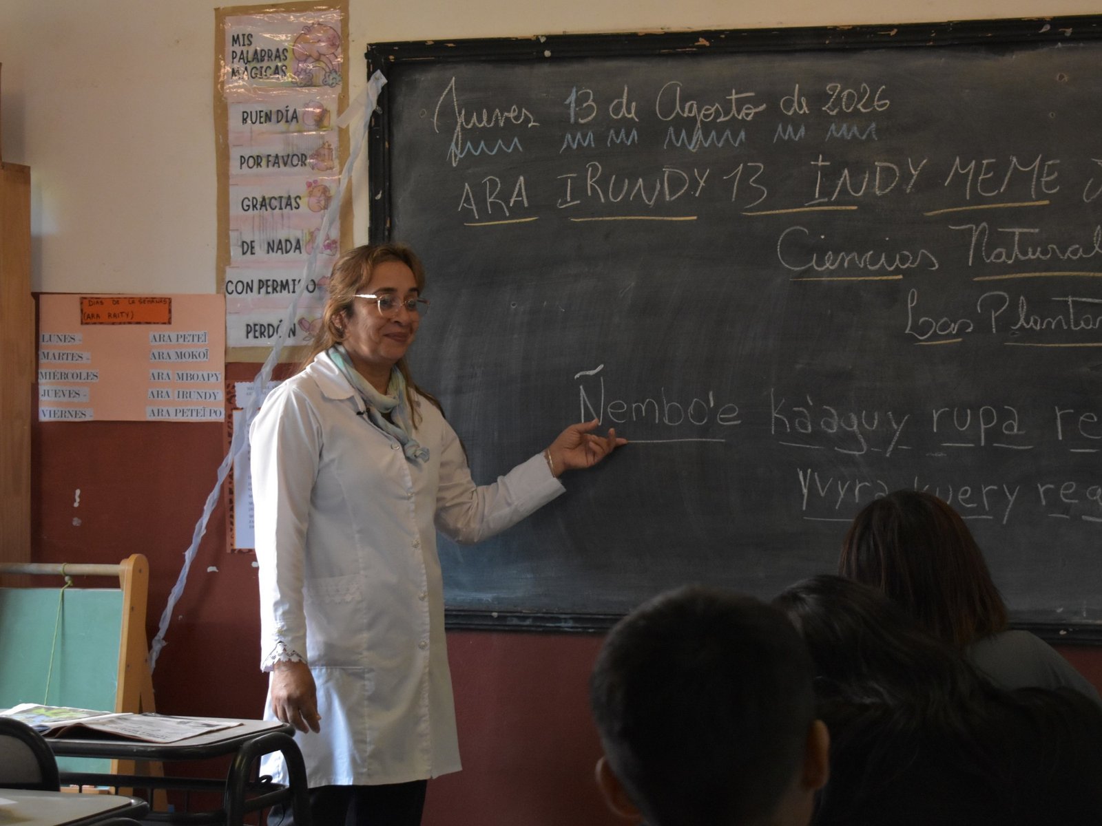 la docente de la comunidad aborigen Ysyry que aprendió guaraní para enseñar y mantener viva la cultura